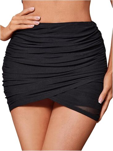 Floerns Women's Ruched Mesh Short Skirts Party Pencil Bodycon Mini Skirts in Saudi Arabia