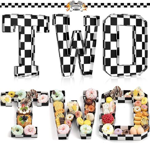 3 PCS 13.7 '' Race Car Cardboard Letters اثنين من زخارف عيد الميلاد السريعة لوحات charcuterie قابلة للملء للورق Mache بالأبيض والأسود صينية Mache Mache for Party Supplies in Saudi Arabia