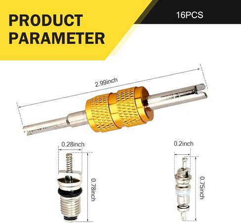 16 PCS Air Conditioning Valve Core Kit ، R12 R134A Valve Core High Side A/C Service Cap Set ، إكسسوارات إصلاح نظام التبريد ، لمعظم شاحنات السيارات (متعددة الألوان) in Saudi Arabia