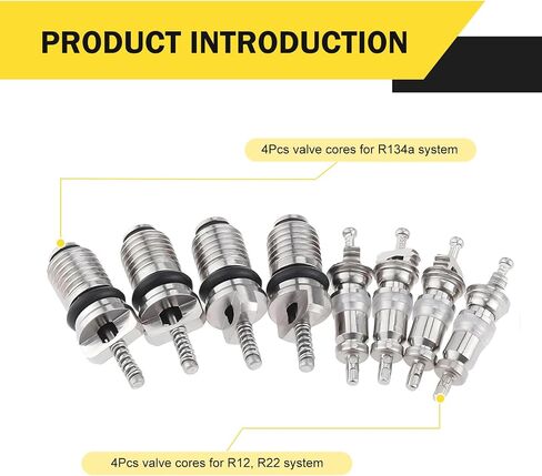 16 PCS Air Conditioning Valve Core Kit ، R12 R134A Valve Core High Side A/C Service Cap Set ، إكسسوارات إصلاح نظام التبريد ، لمعظم شاحنات السيارات (متعددة الألوان) in Saudi Arabia