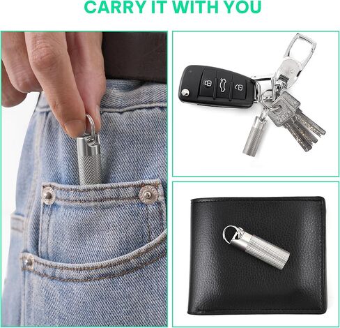 حامل حبوب منع الحمل من التيتانيوم المحمولة (2Pack) ، حاوية مفتاح حبوب منع الحاوية مقاومة للماء ، علبة حبوب صغيرة صغيرة للسفر ، حاوية صندوق حبوب منع الحمل ، زجاجات حبوب منع الحمل للتخييم في الهواء الطلق الجيب in Kuwait