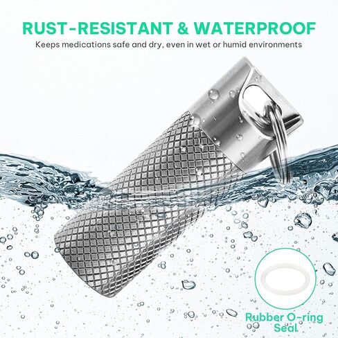 حامل حبوب منع الحمل من التيتانيوم المحمولة (2Pack) ، حاوية مفتاح حبوب منع الحاوية مقاومة للماء ، علبة حبوب صغيرة صغيرة للسفر ، حاوية صندوق حبوب منع الحمل ، زجاجات حبوب منع الحمل للتخييم في الهواء الطلق الجيب in Kuwait