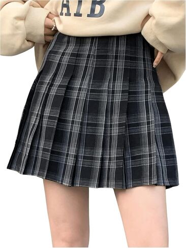 Floerns Women's Plaid Print Pleated Skirt Uniform Tartan Short Skater Skirt in Saudi Arabia