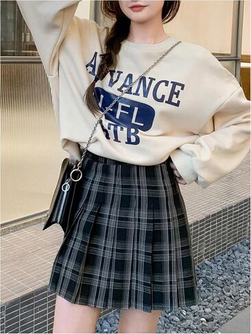 Floerns Women's Plaid Print Pleated Skirt Uniform Tartan Short Skater Skirt in Saudi Arabia