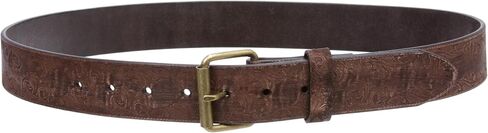 Snap On Soft Hand Floral Embossed Vintage Cowhide Full Grain Leather Casual Jean Belt in Saudi Arabia