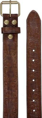 Snap On Soft Hand Floral Embossed Vintage Cowhide Full Grain Leather Casual Jean Belt in Saudi Arabia
