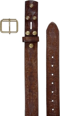 Snap On Soft Hand Floral Embossed Vintage Cowhide Full Grain Leather Casual Jean Belt in Saudi Arabia