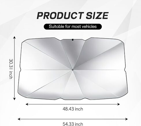 Car Windshield Sunshade Umbrella, 54.33"×30.31" Foldable Car Sun Shade Umbrella, Auto Windshield Sun Shade Cover for Heat Insulation & UV Protection, Universal for Most Vehicles (Thickened) in Saudi Arabia