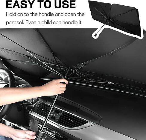 Car Windshield Sunshade Umbrella, 54.33"×30.31" Foldable Car Sun Shade Umbrella, Auto Windshield Sun Shade Cover for Heat Insulation & UV Protection, Universal for Most Vehicles (Thickened) in Saudi Arabia