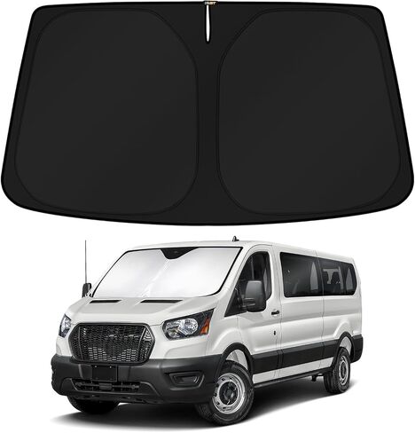KUST مخصصة ملائمة الزجاج الأمامي الظل أشعة الشمس لعام 2024 2025 2026 فورد ترانزيت 350 Sunshade Window Sun Visor Collable Blocks UV Rays Keep Carer Career in Kuwait