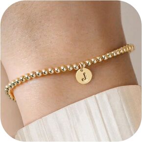 Baylay Gold Bracelets for Women Jewelry ، 14K Gold Peded Letter Bracelet Dainty Disch Darcelt in Kuwait