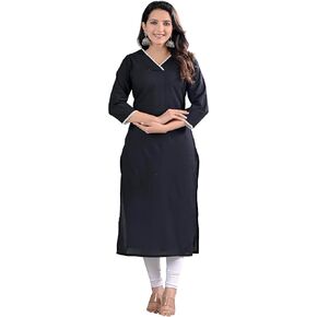 Meyali Cotton Kurtis للنساء | مستقيم جولة الرقبة كورتا | 3/4 الأكمام TUNIC TOP | كورتيس الهندي غير الرسمي للنساء in Kuwait
