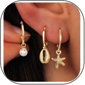 Starfish Earrings for Women Gold Sea Shell Earrings Summer Beach Vacation Outfits for Women in Saudi Arabia