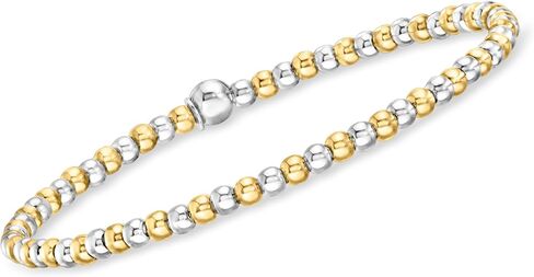 Pure Collection by Ross-Simons Italian Sterling Silver and 18kt Gold Vermeil Jewelry Set: 3 3-5mm Bead Stretch Bracelets in Saudi Arabia