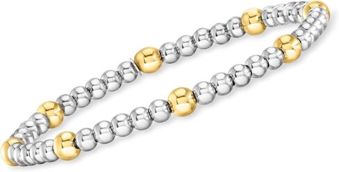 Pure Collection by Ross-Simons Italian Sterling Silver and 18kt Gold Vermeil Jewelry Set: 3 3-5mm Bead Stretch Bracelets in Saudi Arabia
