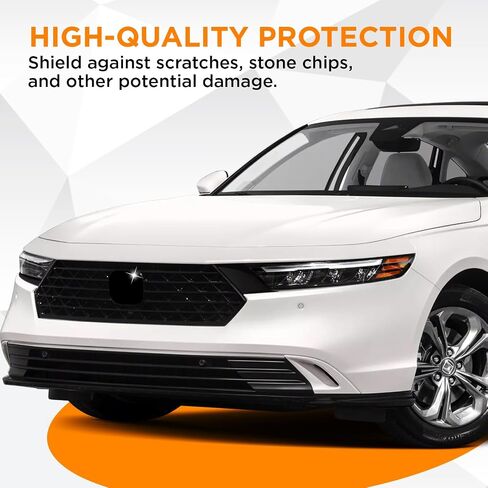 Pre-Cut Front Emblem Tint Compatible with Honda Accord LX, EX, EX-L, Sport, HYBRI 2023 | Precision Cut Stretchable PPF Vinyl Overlay Cover Wrap Pack of 2 (Dark Smoke) in Saudi Arabia