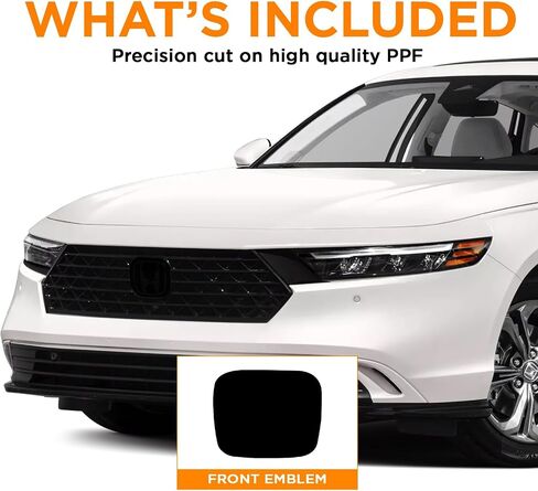 Pre-Cut Front Emblem Tint Compatible with Honda Accord LX, EX, EX-L, Sport, HYBRI 2023 | Precision Cut Stretchable PPF Vinyl Overlay Cover Wrap Pack of 2 (Dark Smoke) in Saudi Arabia