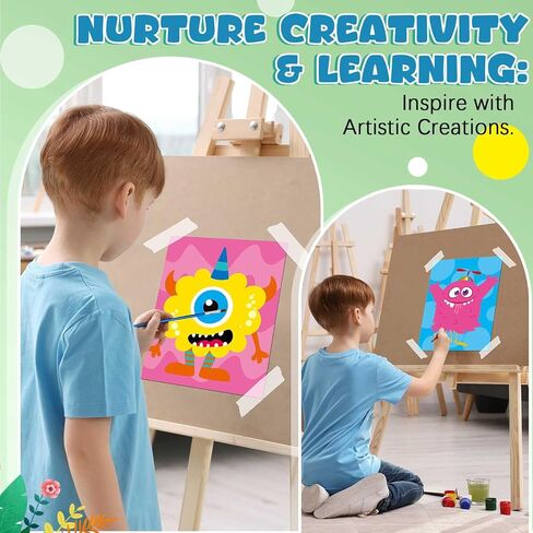 Ireer 12 Set Inspirational Pre Drawn Canvas for Painting Kit for Kids Sip and Paint Kit, 12 Printed Canvas 12 Easels 36 Brushes 12 Palettes 12 Apron for DIY Art Paint Back to School Party Birthday in Kuwait