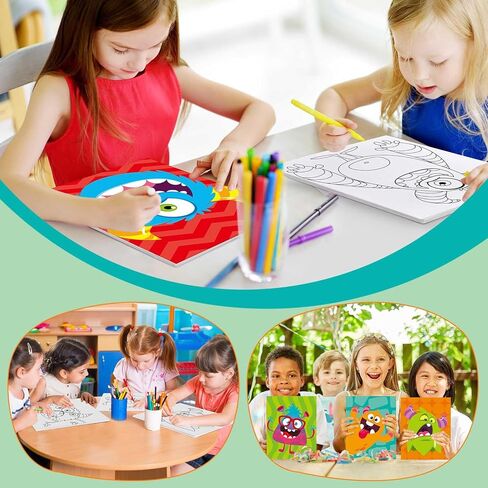 Ireer 12 Set Inspirational Pre Drawn Canvas for Painting Kit for Kids Sip and Paint Kit, 12 Printed Canvas 12 Easels 36 Brushes 12 Palettes 12 Apron for DIY Art Paint Back to School Party Birthday in Kuwait