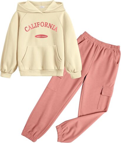 Arshiner 2 قطعة ملابس الفتيات التعادل صبغ Sweatsuits بانت مجموعة طويلة الأكمام بلوزات رياضية و Sweatpants مع جيوب in Saudi Arabia