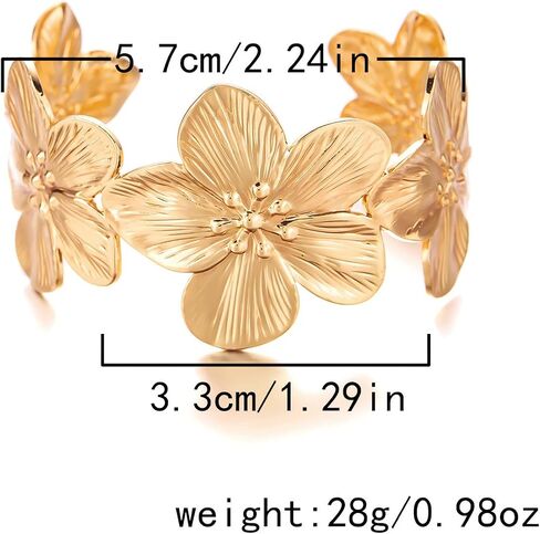 Vintage Flower Butterfly Bracelet Chunky Gold Cuff Bracelets for Women Wide Open Cuff Bangles Statement Bracelet Jewelry Hollow Wide Cuff Bracelet in Saudi Arabia