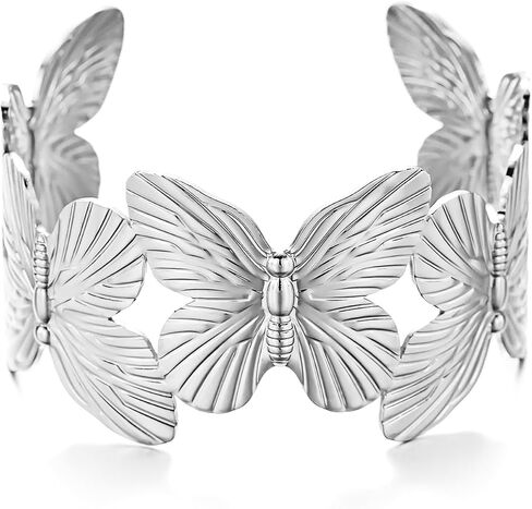 Vintage Flower Butterfly Bracelet Chunky Gold Cuff Bracelets for Women Wide Open Cuff Bangles Statement Bracelet Jewelry Hollow Wide Cuff Bracelet in Saudi Arabia