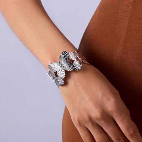Vintage Flower Butterfly Bracelet Chunky Gold Cuff Bracelets for Women Wide Open Cuff Bangles Statement Bracelet Jewelry Hollow Wide Cuff Bracelet in Saudi Arabia