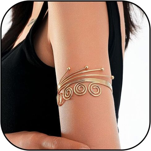Gold Arm Cuff Bracelets for Women Adjustable Open Cuff Bangle Bracelet Upper Arm Bands Armband Jewelry Gifts in Saudi Arabia