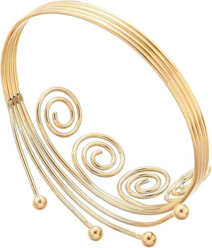 Gold Arm Cuff Bracelets for Women Adjustable Open Cuff Bangle Bracelet Upper Arm Bands Armband Jewelry Gifts in Saudi Arabia