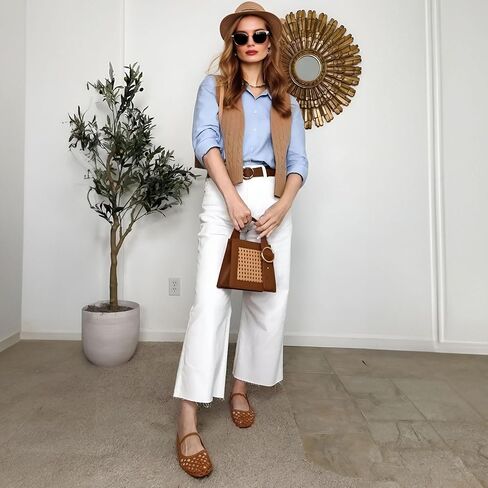Woven Mesh Ballet Flats Shoes for Women with Elastic Strap Square Toe Breathable Slip On Flat Mary Janes Dress Casual Shoes in Saudi Arabia