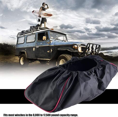 Winch Cover, Heavy Duty Winch Cover 8,000-17,500 lbs Winch Protection Cover for Trailer SUV, Indoor and Outdoor, Black in Saudi Arabia