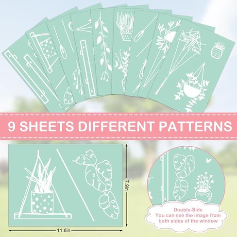 JarThenaAMC 37Pcs Potted Plant Window Clings Spring Summer Window Stickers White Cactus Succulent Double-Sided Glass Decals for Home Classroom Office Party Decor, 9 Sheets in Saudi Arabia