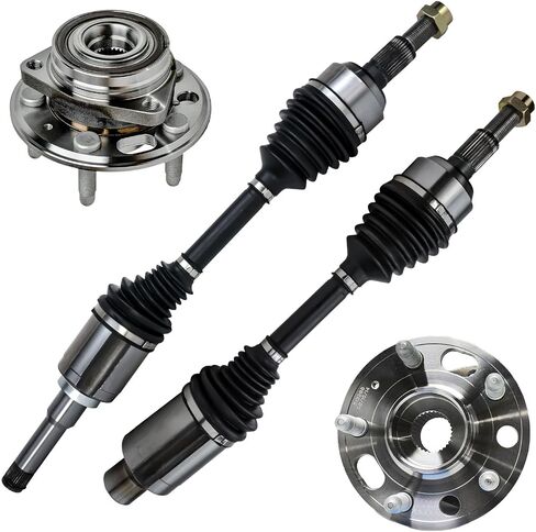 Detroit Axle - Front 4pc CV Axles Axles Bearing Hubs for 2010-2016 Chevy Equinox GMC Terrain ، 2 Wheel Bearing and Hubs 2 CV Axles 2011 2012 2013 2014 Replace in Kuwait