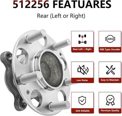 Jleo 512256 (زوج) محمل العجلات الخلفية وتجميع المحور لنماذج Honda Civic 2006-2011 Ex-Si فقط ، ل Acura CSX 2006-2011 ABS Hub Hub Contens in Saudi Arabia