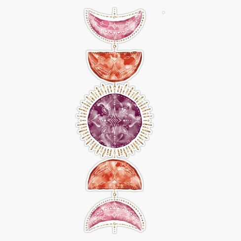 Boho Moon Phases Moon Aesthetic Magical Aesthetic Witch Witchy Wicca Watercolor Moon Phases Boho Pattern Sticker Bumper Sticker Vinyl Decal 5" in Saudi Arabia