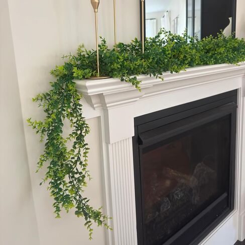 CQURE 6Pcs Faux Eucalyptus Garland, Artificial Eucalyptus Leaves Hanging Vines Table Greenery Garland for Wedding Backdrop Arch Wall Table Party Indoor Outdoor Decor in Saudi Arabia