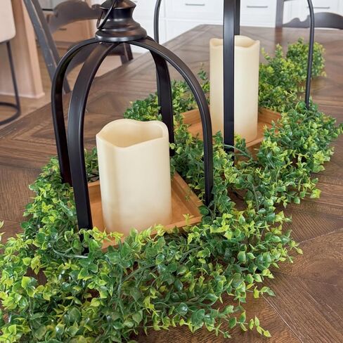 CQURE 6Pcs Faux Eucalyptus Garland, Artificial Eucalyptus Leaves Hanging Vines Table Greenery Garland for Wedding Backdrop Arch Wall Table Party Indoor Outdoor Decor in Saudi Arabia