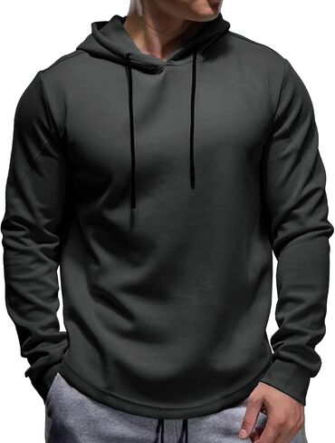 Fioboc Mens Hoodie Curve Hend Hodies Pullover Classic Fit Sweatshirtts Long Sleeve Hoodie S-4XL in Kuwait