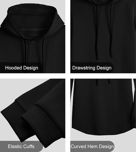 Fioboc Mens Hoodie Curve Hend Hodies Pullover Classic Fit Sweatshirtts Long Sleeve Hoodie S-4XL in Kuwait