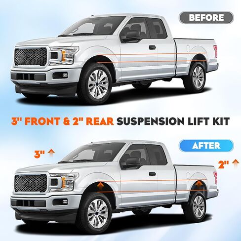 3" Front 2" Rear Leveling Lift Kit & Extended Front Upper Control Arms w/Ball Joints for Chevy Silverado 1500/GMC Sierra 1500 1999-2006 RWD (For 2-4" Lift) in Saudi Arabia