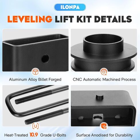 3" Front 2" Rear Leveling Lift Kit & Extended Front Upper Control Arms w/Ball Joints for Chevy Silverado 1500/GMC Sierra 1500 1999-2006 RWD (For 2-4" Lift) in Saudi Arabia