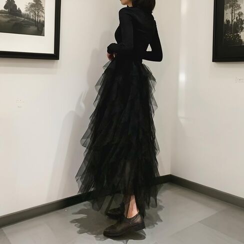 تنانير تول للنساء Midi Long Fairy Skirt Tutu A-Line Mesh Mesh Layered High Flastic Halloween Tarts in Saudi Arabia