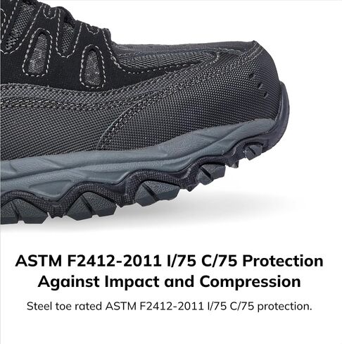 Skechers Men Men's Cankton Steel Toe Shoe - تصنيف الخطر الكهربائي ، رغوة الذاكرة ، حصاة/أسود ، 13 in Saudi Arabia
