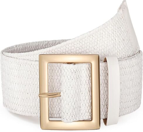 JASGOOD Straw Woven Elastic Belt for Women Wide Stretchy Rattan Waistband for Dress Boho Braided Belt with Gold Buckle in Saudi Arabia