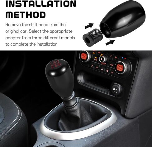 Car Gear Shift Knob, 5 Speed Non-Slip Manual Gear Stick Shift Knob, Aluminum Shift Knob Head with 3 Threaded Adapters, Universal Accessories for Cars, Trucks, SUVs, Sedans (Black) in Saudi Arabia