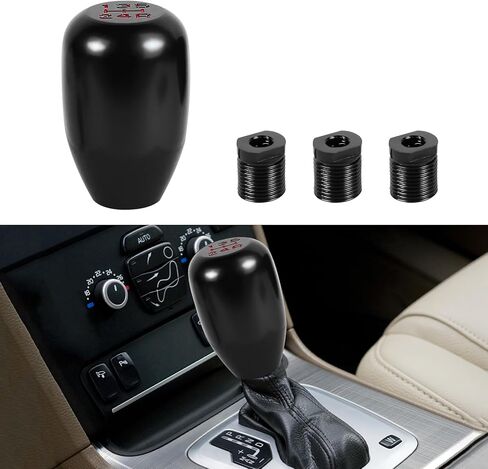 Car Gear Shift Knob, 5 Speed Non-Slip Manual Gear Stick Shift Knob, Aluminum Shift Knob Head with 3 Threaded Adapters, Universal Accessories for Cars, Trucks, SUVs, Sedans (Black) in Saudi Arabia