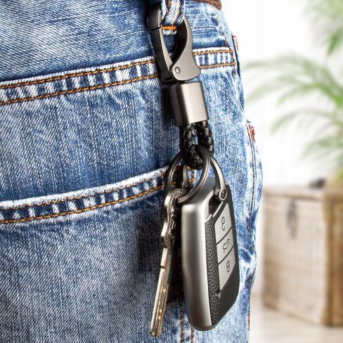 Key Fob ، سلسلة مفاتيح السيارات للرجال ، حامل مفتاح السيارة الدوار العالمي 360 درجة مع مسامير D-Ring و Double Dounform in Saudi Arabia