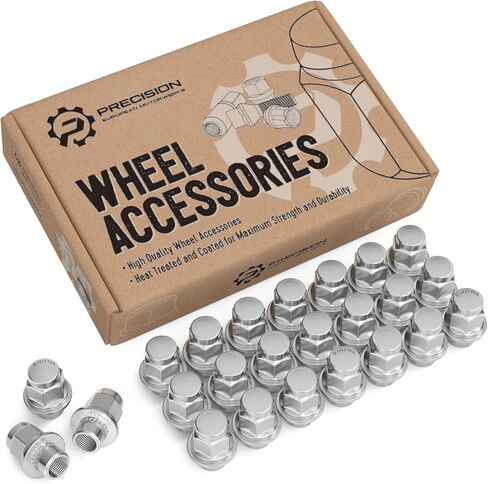 Stancemagic - 24 Silver Chrome Mag Style Lug Nuts مع غسالة - 12 مم × 1.25 ، 12x1.25 خيوط - طولها 1.5 بوصة - 21 مم 13/16 "HEX - متوافقة مع 6 مركبات شاحنة Lug Nissan و Infiniti SUV in Saudi Arabia