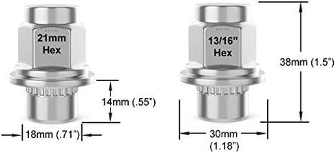 Stancemagic - 24 Silver Chrome Mag Style Lug Nuts مع غسالة - 12 مم × 1.25 ، 12x1.25 خيوط - طولها 1.5 بوصة - 21 مم 13/16 "HEX - متوافقة مع 6 مركبات شاحنة Lug Nissan و Infiniti SUV in Saudi Arabia