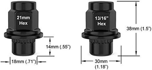 Stancemagic - 24 Silver Chrome Mag Style Lug Nuts مع غسالة - 12 مم × 1.25 ، 12x1.25 خيوط - طولها 1.5 بوصة - 21 مم 13/16 "HEX - متوافقة مع 6 مركبات شاحنة Lug Nissan و Infiniti SUV in Kuwait